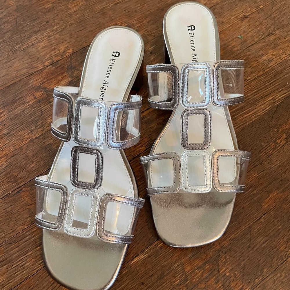 Metallic Etienne Aigner Slides